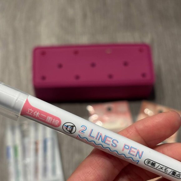 New Silicone Pen Bag, 6pcs Dual-Tip Colorful Marker Pens and Cat Sticky Notes - Picture 6 of 9